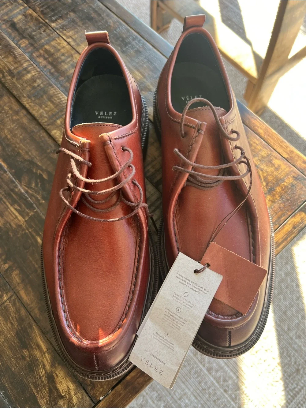 Men's Leather Derby Shoes in rich Brown European 43 U.S. 10